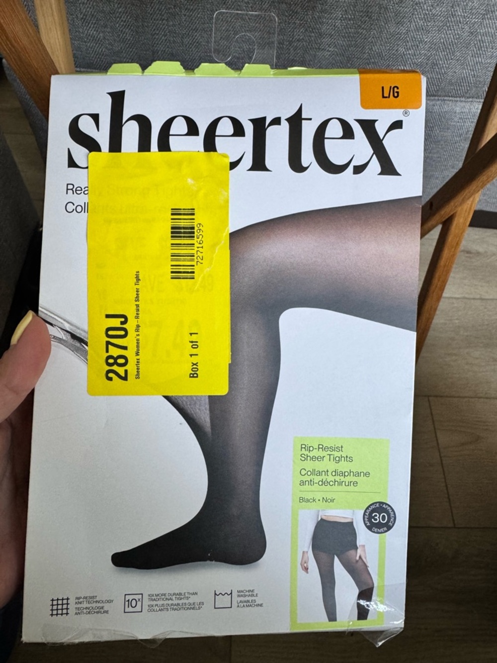 Sheertex Rip-Resist Sheer Tights in Black - L/G